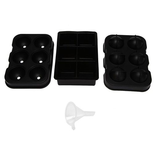 Plateaux À Glace Carrés En Silicone Noir, Lot De 2, 6 Boules De Glace Géantes, Utilisation Pour Enfants Avec Bonbons, Gelée, Lait, Jus, Chocol