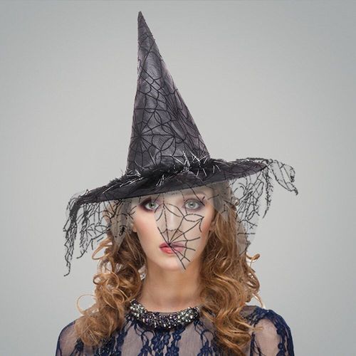 Chapeau De Sorcière En Maille Pour Femmes, Chapeau À Visière, Voile, Accessoires De Fête, Déguisement