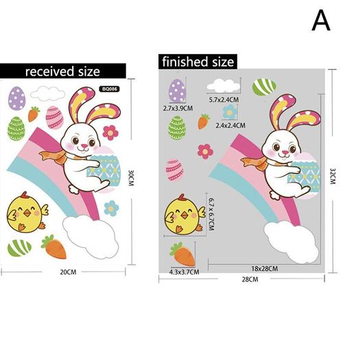 Autocollants pour fenêtre de pâques, étiquette de lapin, ¿ufs de pâques, carotte, poussin, en verre, Sticker mural de fête de pâques, décorations de pâques pour la maison