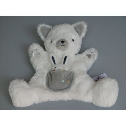Doudou Ours Marionnette Blanc Gris Lapin Étoiles Simba Toys