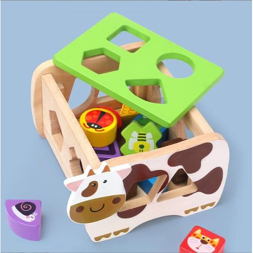 Jouet Montessori En Bois Pour 1 An | Motricité Fine Jouets Pour 1 2 3 Ans | Cadeau De Jouet Éducatif Pour Bébé Enfant En Bas Âge - Vaches