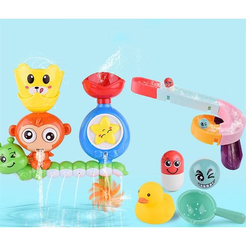 Jouet Bain,Baignoire Jouet Cascade Station D'eau Avec Piste Tasse Empilable Fontaine - Jouet De Douche Pour Bébé Et Enfants Cadeau