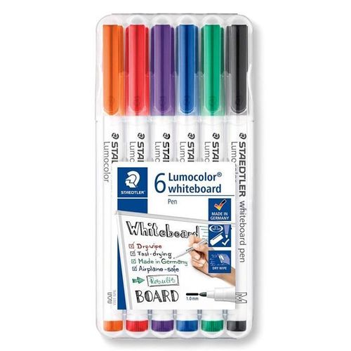 Lumocolor® 301 - Etui Chevalet Staedtler® Box 6 Feutres Effaçables À Sec Pointe Moyenne 1 Mm Assortis