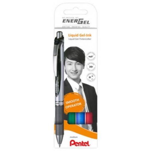 Pentel Pentel Stylo Roller À Encre Gel Energel Xmrt, Kit De 4 Noir Noir Noir