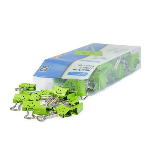 Boite De 80 Pinces Double Clip, (L)19 Mm, Vert, Smiley