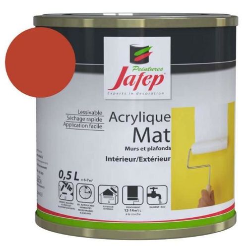 Peinture acrylique mat rouge vif Jafep 0,5 L