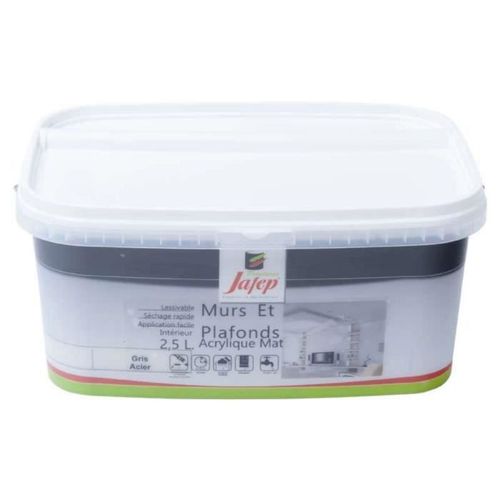 Peinture mur et plafond acrylique gris acier 2,5L Jafep