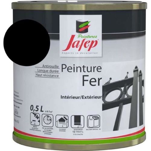 Peinture fer antirouille noir mat 0,5 L