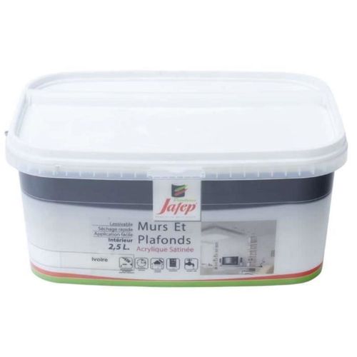 Peinture mur et plafond satinée ivoire 2,5L Jafep