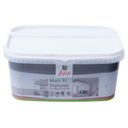 Peinture mur et plafond satinée gris béton 2,5L Jafep