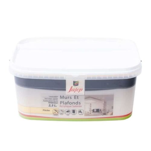 Peinture mur et plafond satinée pêche 2,5L Jafep