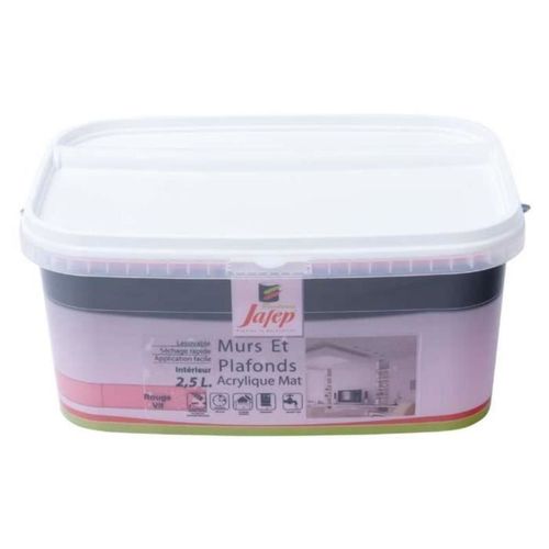 Peinture mur et plafond acrylique mate rouge vif 2,5L Jafep
