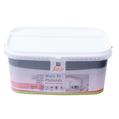Peinture mur et plafond satinée rouge vif 2,5L Jafep