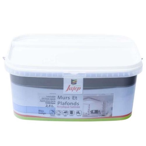 Peinture mur et plafond satinée bleu indigo 2,5L Jafep
