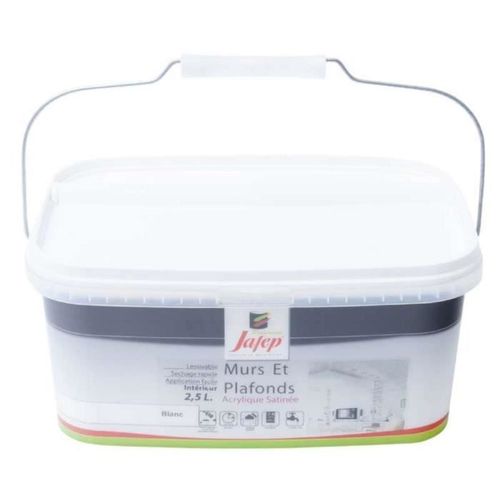 Peinture mur et plafond satinée blanc 2,5L Jafep