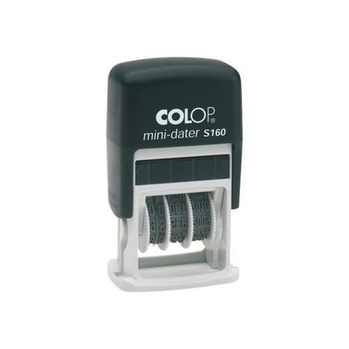 Colop Mini-Dater S 160 Tampon Auto-Encreur Texte Personnalisé, Date 4 Mm 25 X 5 Mm Poignée Noire