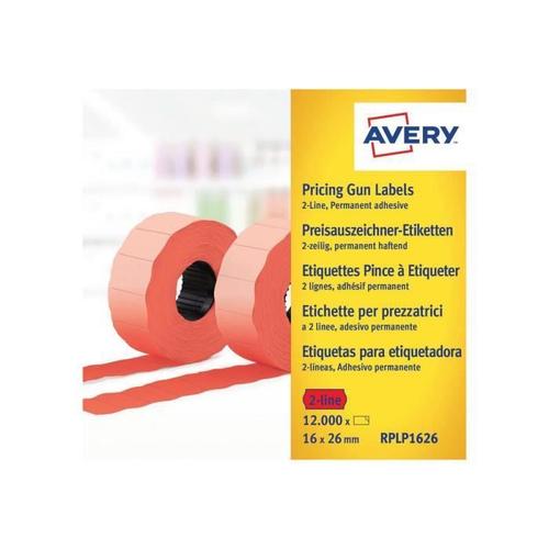 Avery Zweckform Rplp1626 Papier Adhésif Permanent Perforé Rouge 26 X 16 Mm 12000 Étiquette(S) (10 Rouleau(X) X 1200) Étiquettes?