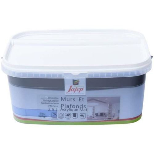 Peinture mur et plafond acrylique bleu indigo 2,5L Jafep