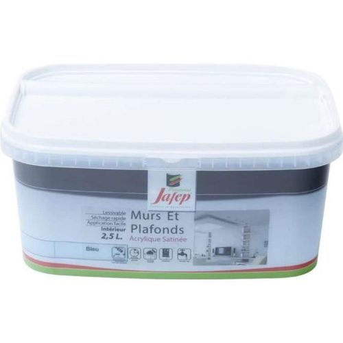 Peinture mur et plafond satinée bleu 2,5L Jafep