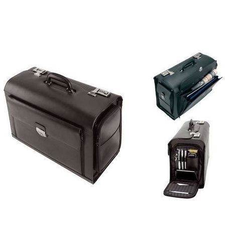 valise pour pilotes "VERONA", cuir , noir