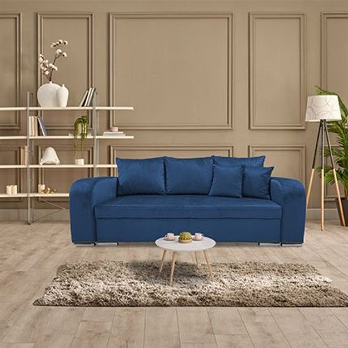 Canapé 3 Places Convertible En Velours Bleu Marine - Fullspace