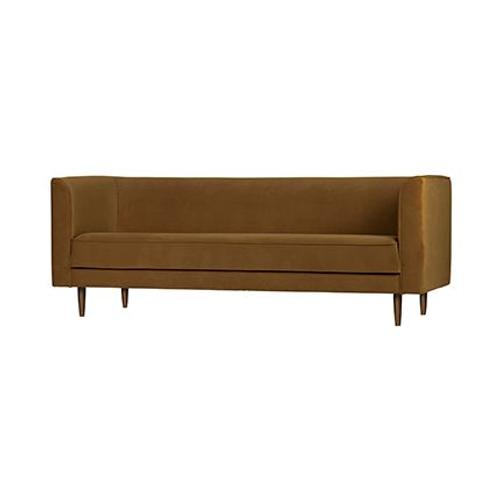 Canapé Droit 3 Places 220x82x80 Cm En Velours Marron