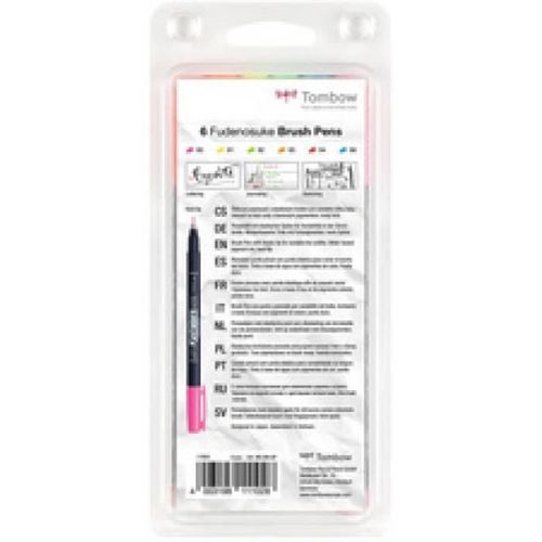 Tombow Stylo De Calligraphie Fudenosuke Fluo, Kit De 6 0,000000 Noir