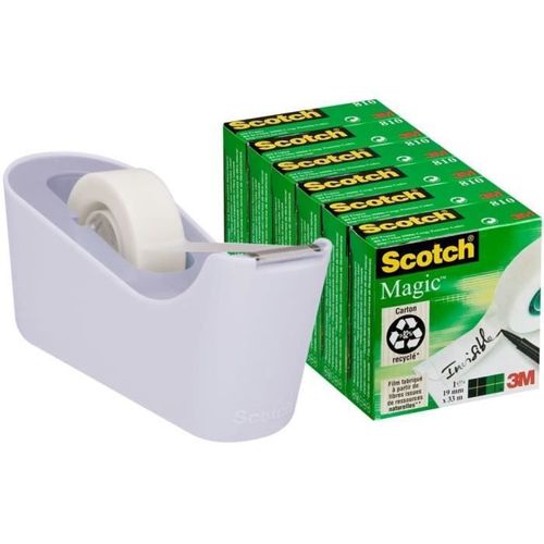 Scotch Dévidoir C18l-6 Lavande + 6 Rouleaux De Ruban Magic - 19 Mm X 33 M