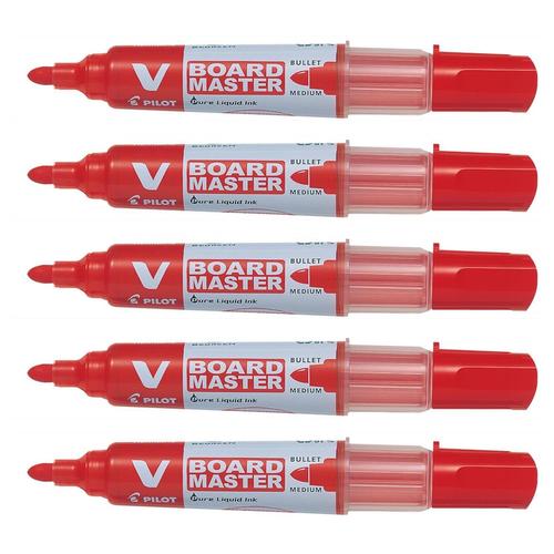 Pilot Lot De 5 Marqueurs Pour Tableau Blanc V Board Master Pte Ogive Moyenne Rouge