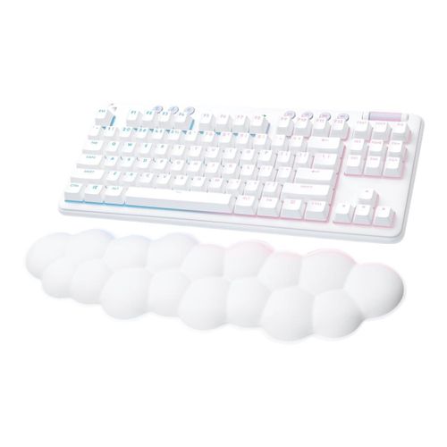 Logitech G715 - Clavier - sans clé - backlit - sans fil - Bluetooth, 2.4 GHz - QWERTY - International US - commutateur : Linear - blanc