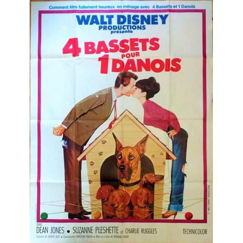 4 Bassets Pour 1 Danois De Norman Tokar - Walt Disney - Dean John - Suzanne Pleshette - Affiche Originale Cinéma - 120 X 160 - 1966 -