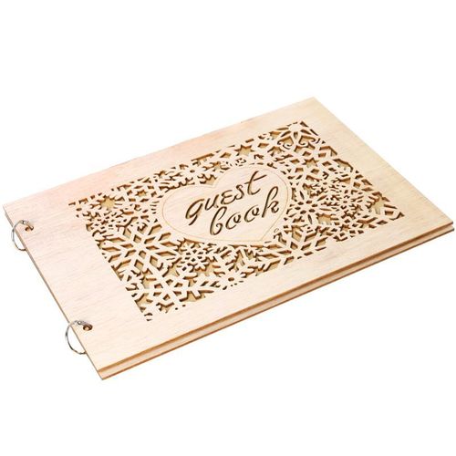 H7ed Personnalisé Livre D'or Coeur Flocon De Neige En Bois Livres D'or Signature Message Scrapbook Rustique Cadeaux De Mariage