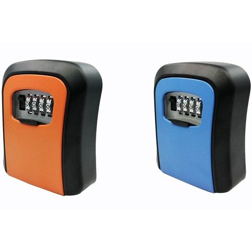 Boîte à clés murale en alliage de Zinc, 2 pièces, résistante aux intempéries, combinaison à 4 chiffres, boîte de rangement des clés bleue et Orange