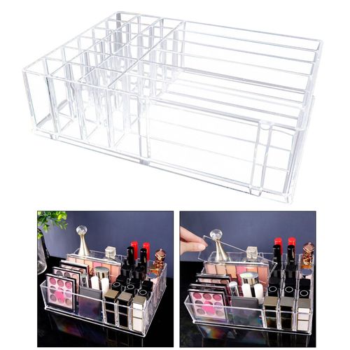 Présentoir de rangement cosmétique en acrylique, boîte de rangement de maquillage rouge à lèvres pour filles