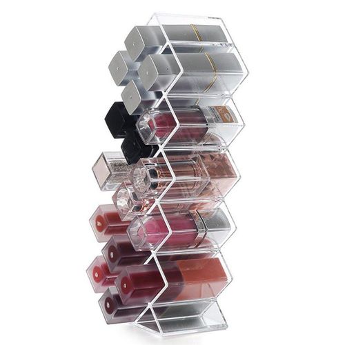 Présentoir de maquillage en forme de poisson en acrylique Transparent, support de rouge à lèvres, boîte de rangement de cosmétiques, 16 treillis