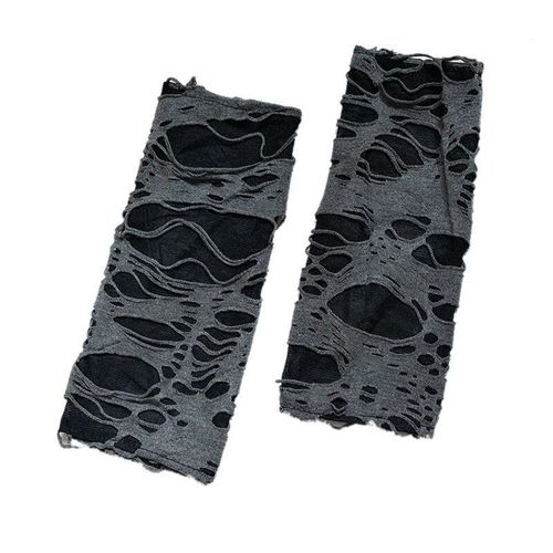 Gant Punk D'halloween Sans Doigts Pour Femmes, Gants Déchirés Noirs Gothiques Cosplay Pour Fête Costumée