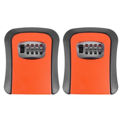 Boîte à clés murale en alliage de Zinc, 2 pièces, avec mot de passe Orange, boîte de rangement résistante aux intempéries, à combinaison de 4 chiffres