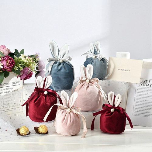Sacs D'emballage Cadeau Lapin Mignon De Pâques, 6 Pièces, Sacs D'emballage De Bonbons Au Chocolat Lapin, Organisateur De Bijoux De Fête D'anniversaire De Mariage