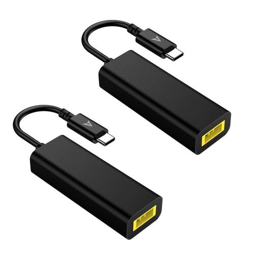 Adaptateur USB C vers pointe mince carrée 45W, 2X convertit le chargeur en Type C pour Lenovo Thinkpad, Samsung S8/S9/Note, Surface