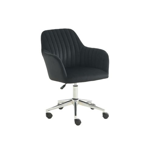Chaise De Bureau - Velours - Noir - Hauteur Réglable - Eleana