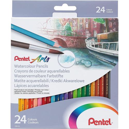 Pentel Boite De 24 Crayons De Couleur Aquarellables