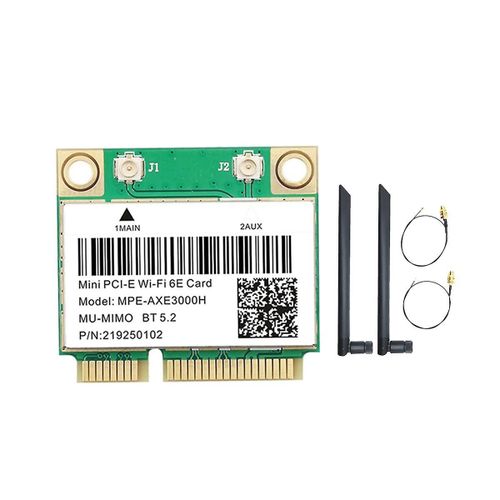 -axe3000h Carte Wifi + double antenne Wifi 6e 2400mbps Mini Pci-e pour Bt 5.2 802.11ax 2.4g / 5g / 6ghz WLAN