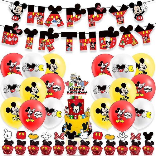 Disney Mickey Mouse Cartoon Thème Enfants Garçons Filles Décorations De Fête D¿anniversaire Ballon Bannière Gâteau Toppers Ensemble Fournitures De Fête Kits   SSZFV