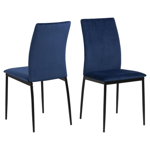 Lot De 4 Chaises De Salle À Manger En Tissu Et Métal - Bleu