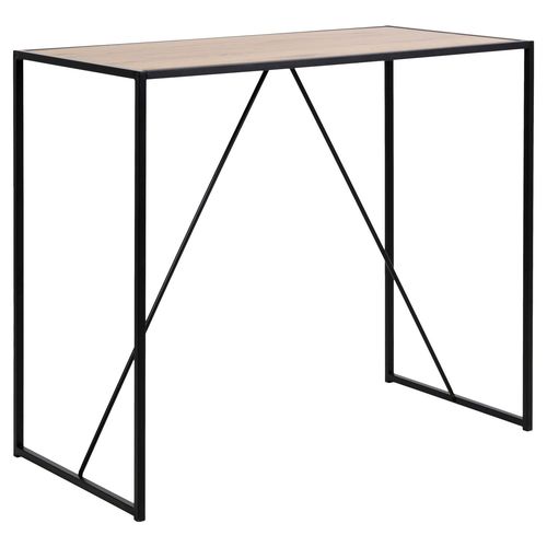 Table De Bar Haute Sireine En Mdf Et Métal Pour 4 À 6 Personnes - Beige Et Noir