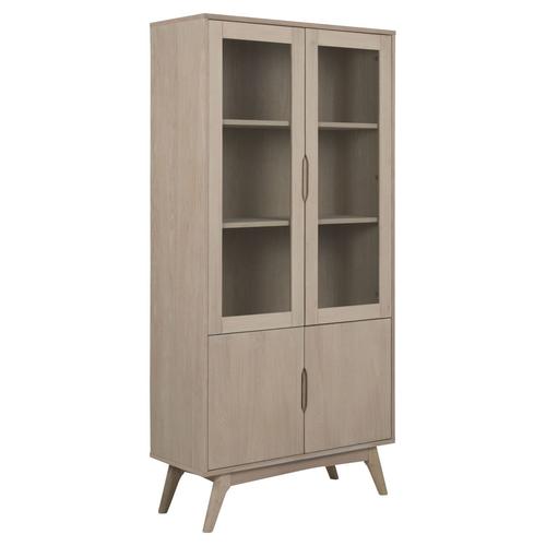 Vitrine En Mdf Et Verre 4 Portes Et 4 Étagères - Beige