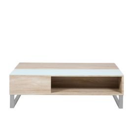 Table Basse Azéla En Verre Et Mdf Avec Plateaux Relevable - Beige