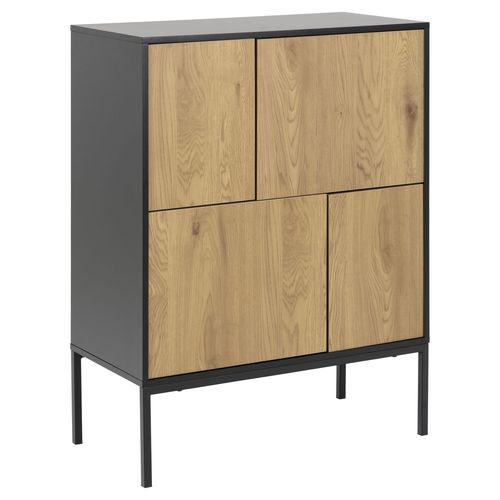 Buffet Sireine 4 Portes En Mdf Et Métal - Noir Et Marron