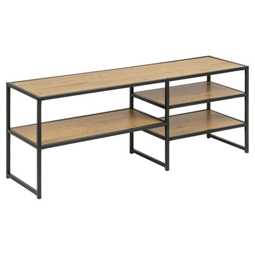 Meuble Tv Sireine En Mdf Et Métal Avec 3 Étagères De Rangement - Noir Et Beige