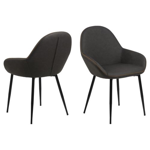 Lot De 2 Chaises De Salle À Manger Candice Avec Accoudoirs Similicuir - Orange Et Gris